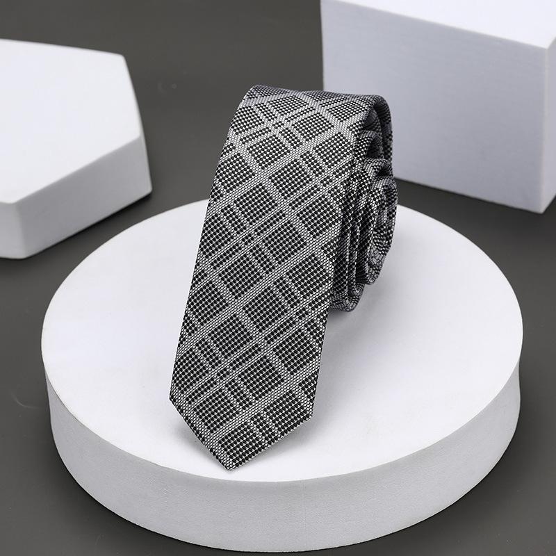 Version Coréenne Décontractée 5cm Hommes et Femmes Robe d'Affaires Marié Mariage Rayure Main Travail Étroit Paresseux Couleur Unie Cravate