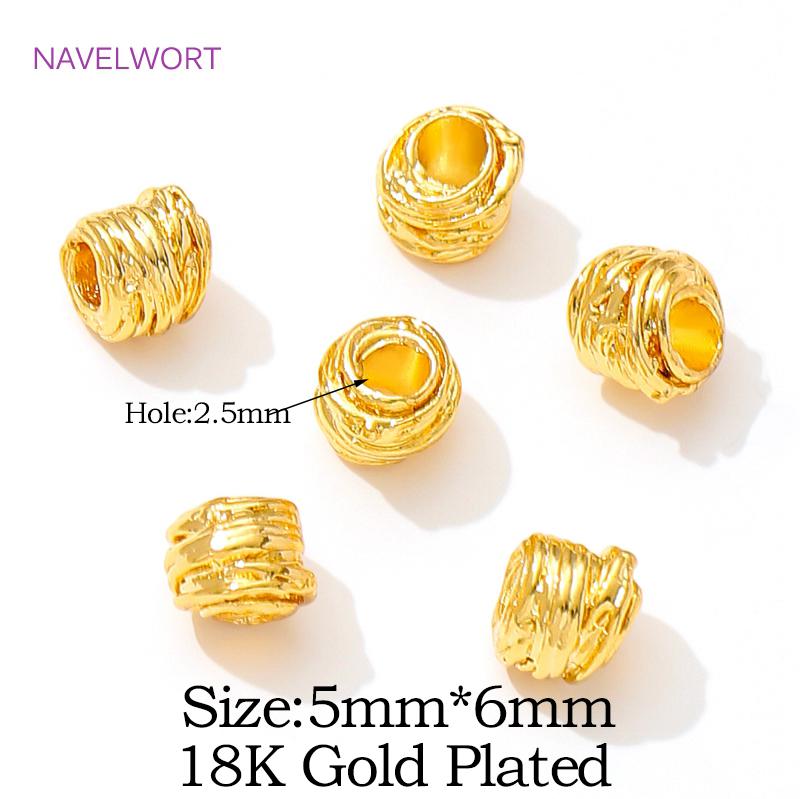 5mm*6mm Brass Spacer Beads 18K Gold Plated Irregular Beads Separator,Necklace Beads Findings,DIY Jewelry Making Accessories