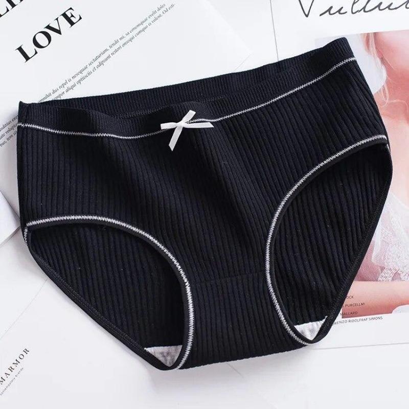 6PC/Set Women's Cotton Underwear Seamless Panties Solid Color Underpants Girls' Lingerie Briefs
