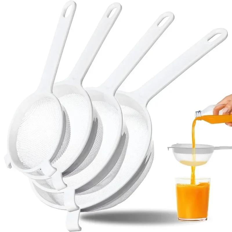 Kitchen Nut Milk Filter Plastic Fine Mesh Spoon Strainer Flour Sieve with Handle Soy Milk Coffee Filter Colanders Kitchen Tools