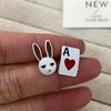 Herzen Liebe Ohrstecker Asymmetrisches Design Sinn Nischenohrringe Tier Niedliche Cartoon Kaninchen Spielkarte Ohrringe Weiblich
