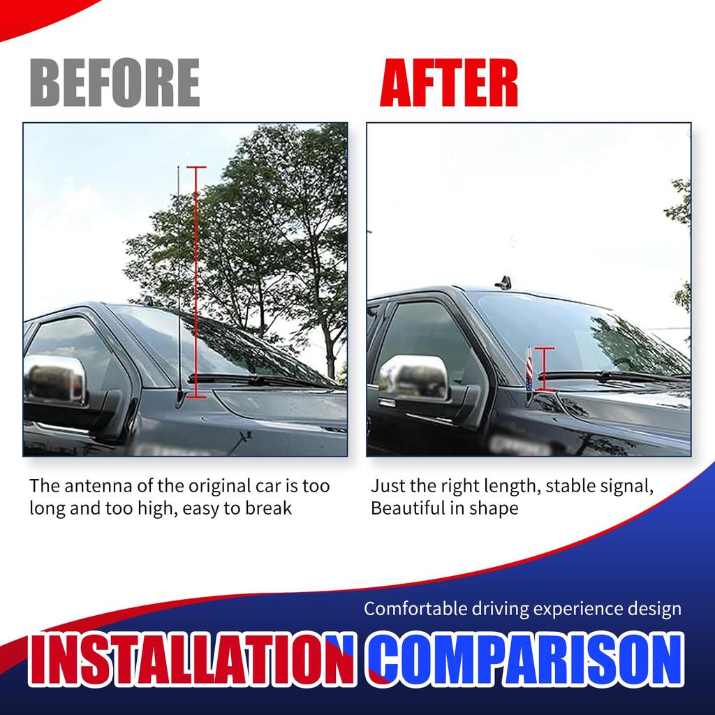 Yumfugu 1pcs 5.5" x 0.8" American Flag Patriotic Decoration Stable Signal Receiver Antenna Screw Mount Accessories for Most Vehicles (Silver)