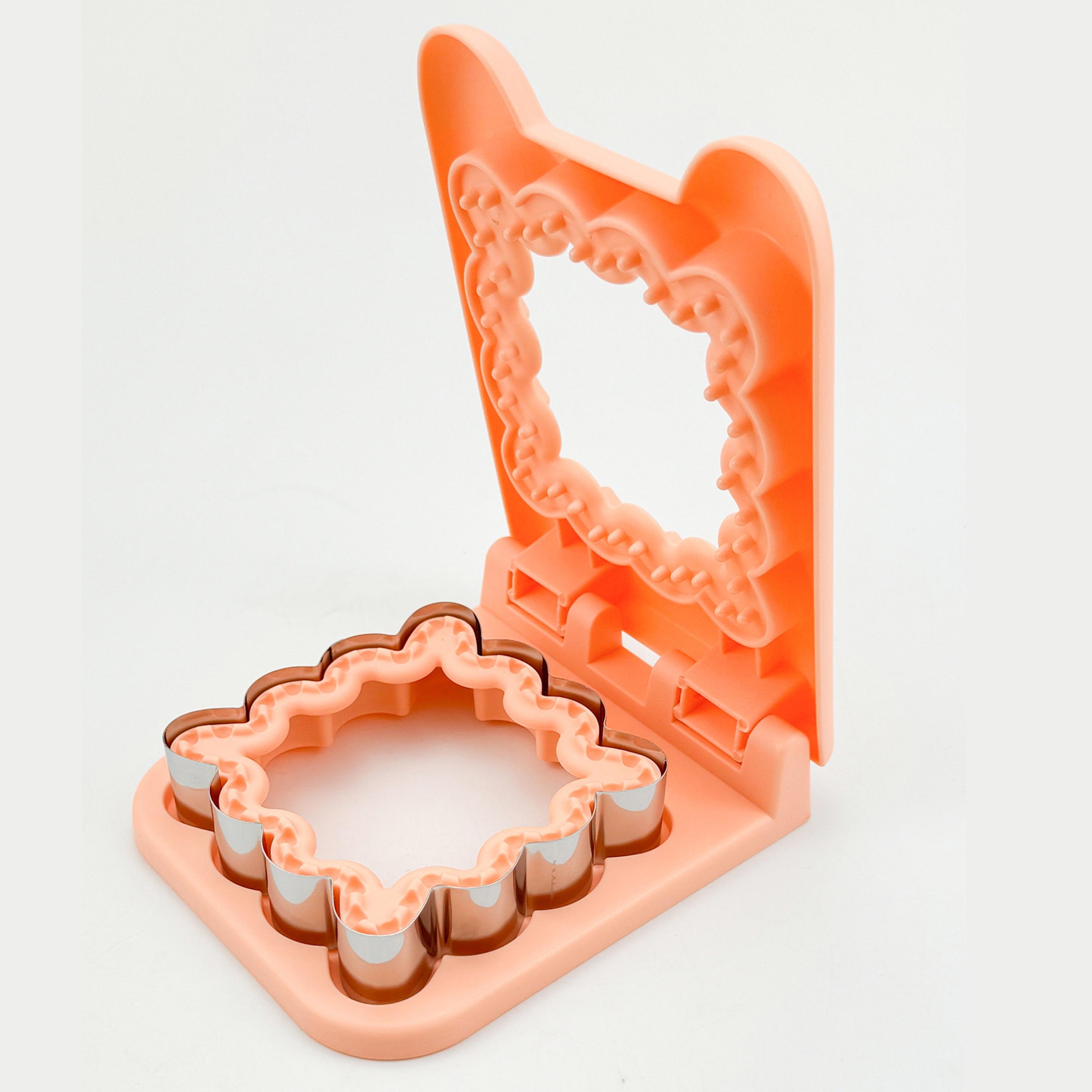 

1 шт., Різак та запаювач для сендвічів, Різак для тіста, Для прикраси ланч-боксу, Інструменти для випічки, Кухонні аксесуари Wave Square (Orange)