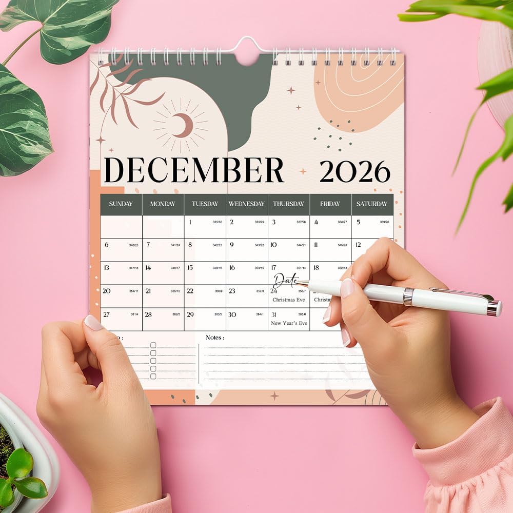 2026 Wall Calendar With Abstract Design, Jan 2026 - Feb 2027 Great Organizer For Anniversaries Appointments, Ideal For Home Or Classroom