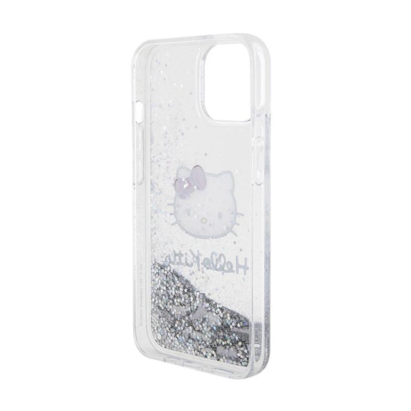 Hello Kitty Liquid Glitter Charms Kitty Head - Etui Iphone 14 (Srebrny)