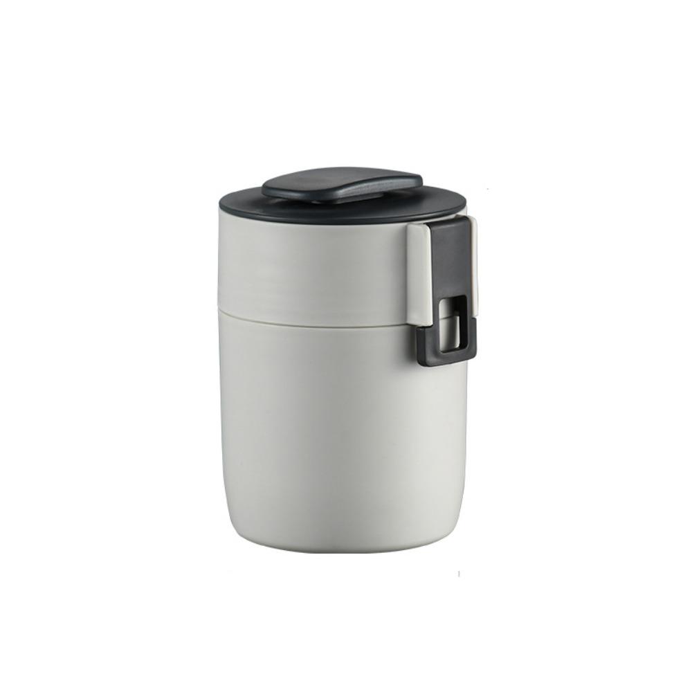 

Двухслойная термокружка для супа с ложкой, термоконтейнер для еды, термокружка для завтрака, школа 450ml бежевый