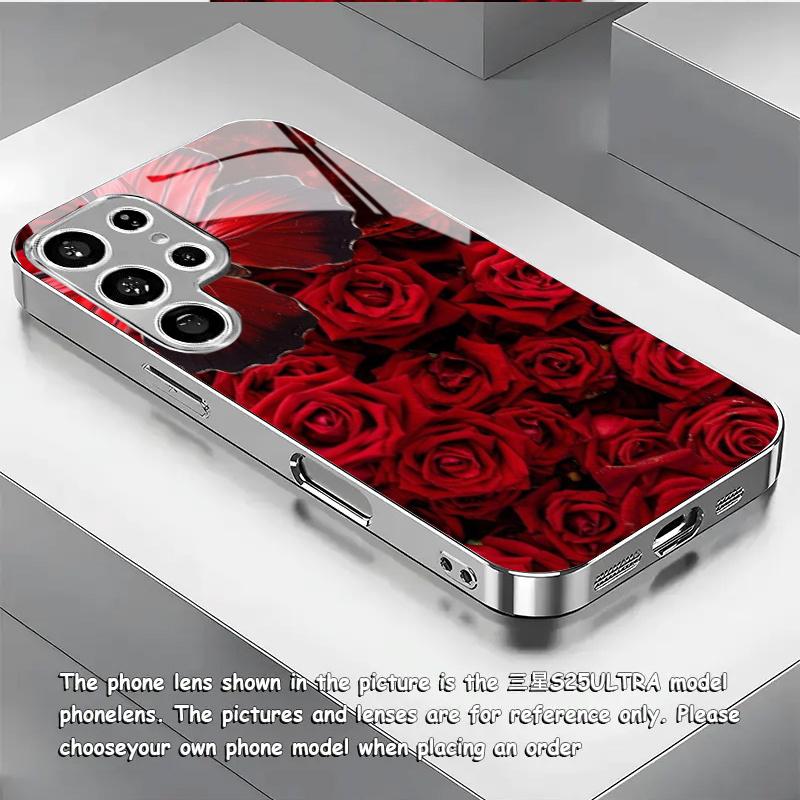 

Гальванизированный золотой новый чехол для телефона для Samsung Galaxy S26 Ultra S25 Plus S24 S23 S22 fe закаленное стекло Художественные текстурные узоры For Galaxy S26