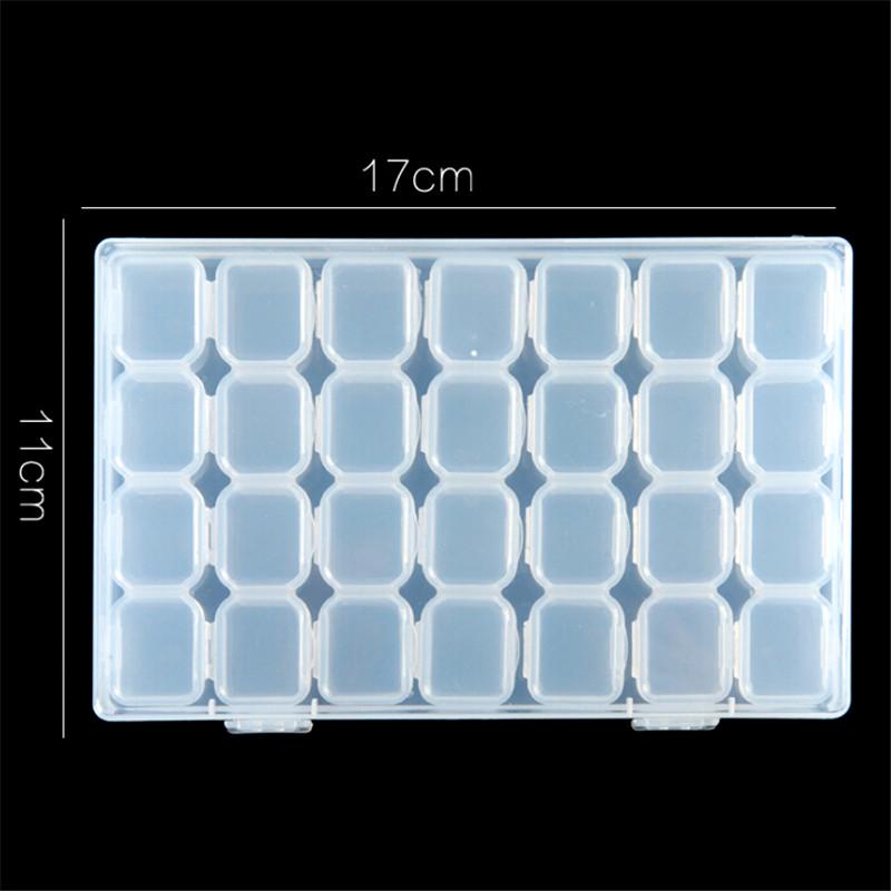 28 Slots Nail Art Storage Box Plastic Transparent Display Case Organizer Holder