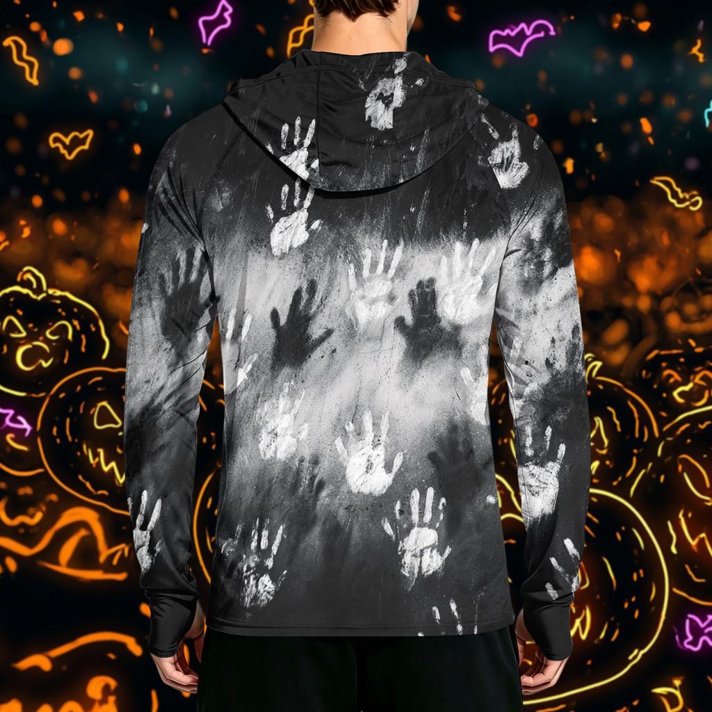 Men's Long Sleeve Hoodie with Sun Halloween Print Pullover