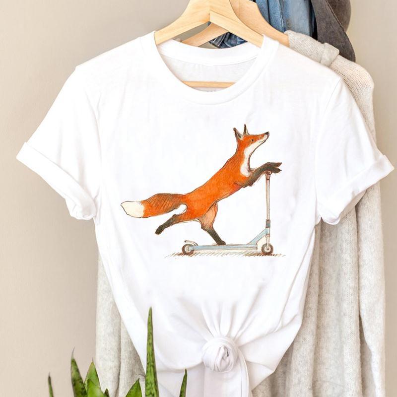 

90s Women Animal Trend Sweet Funny Print Clothing Casual Short Sleeve Lady Cartoon Fashion Clothes T Tee Top T-shirt Female Graphic T-shirt 4XL
