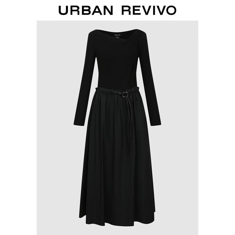 

Элегантное платье во французском стиле с драпировкой на шее и поясом M