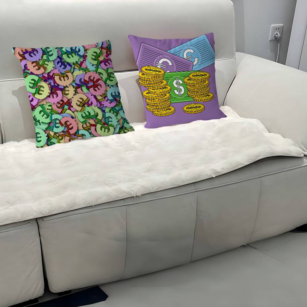 Cartoon Currency Pillow Case Removable Washable Cushion Cover – All-Season Soft Linen