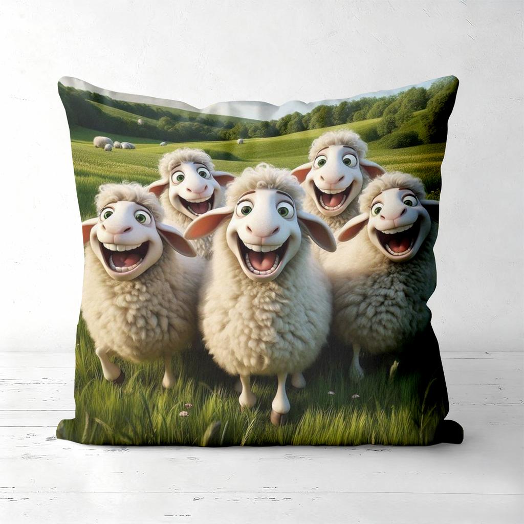 Cute Llama And Sheep Pattern Decorative Cushion Covers Polyester pillowcase, sofa decorative cushion cov Headboard Pillow