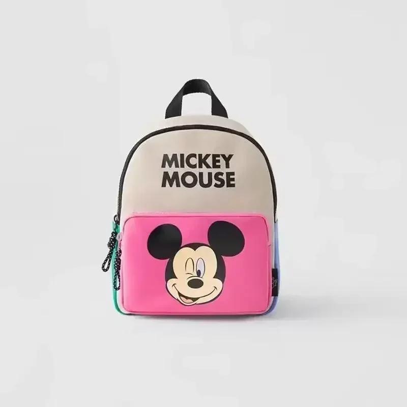 Disney Cute Mickey Children's Backpack Girls Cartoon Print Large Capacity Book Storage Kindergarten Baby School Bag