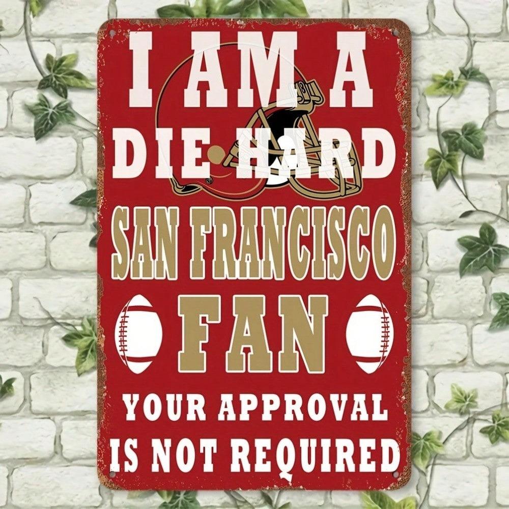 San Francisco 49ers Tin Metal Sign, NFL Football Wall Art Decor for Bar Garage Pub, Vintage Rustic Home Decoration