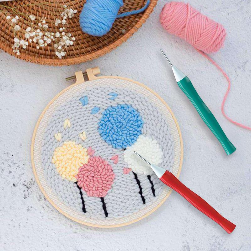 Embroidery Punch Needle Kit Wooden Yarn Pen Crochet Knitting DIY Craft Embroidery Pens With Needle Threader BeginnersSewing Tool