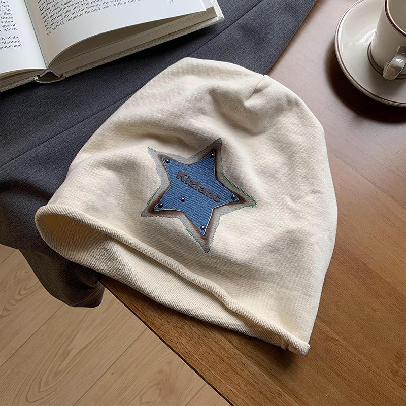 Korean Version of The New Old Star Printed Cold Hat for Women Summer Casual Thin Baotou Hat Showing Face Small Pile Hat Trendy