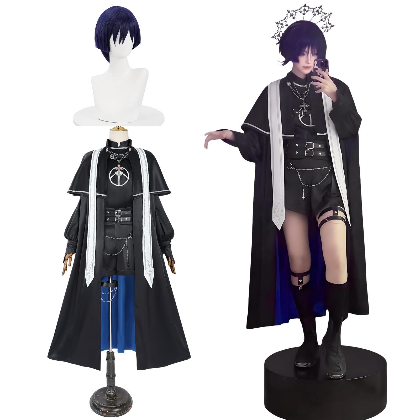 

[Shin-Gi-Oh!] Wanderer Cosplay, Skirmisher with Wig, Priest Ver., Genshin Impact Cosplay Costume, Adult, for Cultural Festivals, Events, and Stage Per