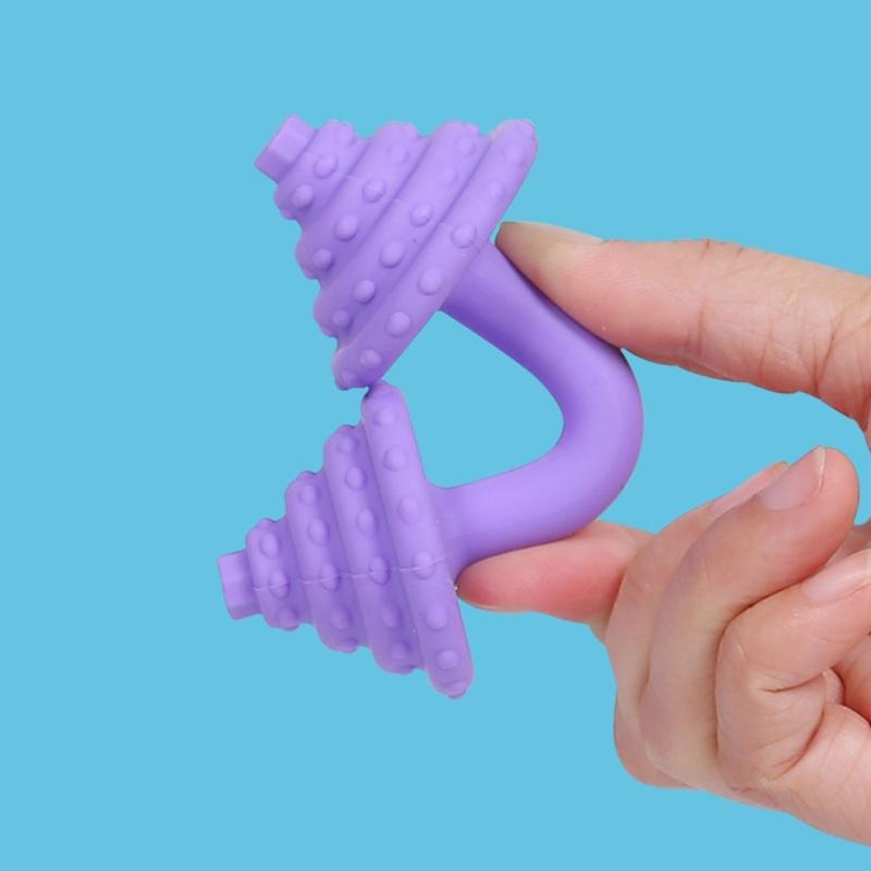 Dumbbell Shape Design Baby Teether for Front Teeth and Back Molars Relief Safe Silicone Chewable Toy Soothing Stick