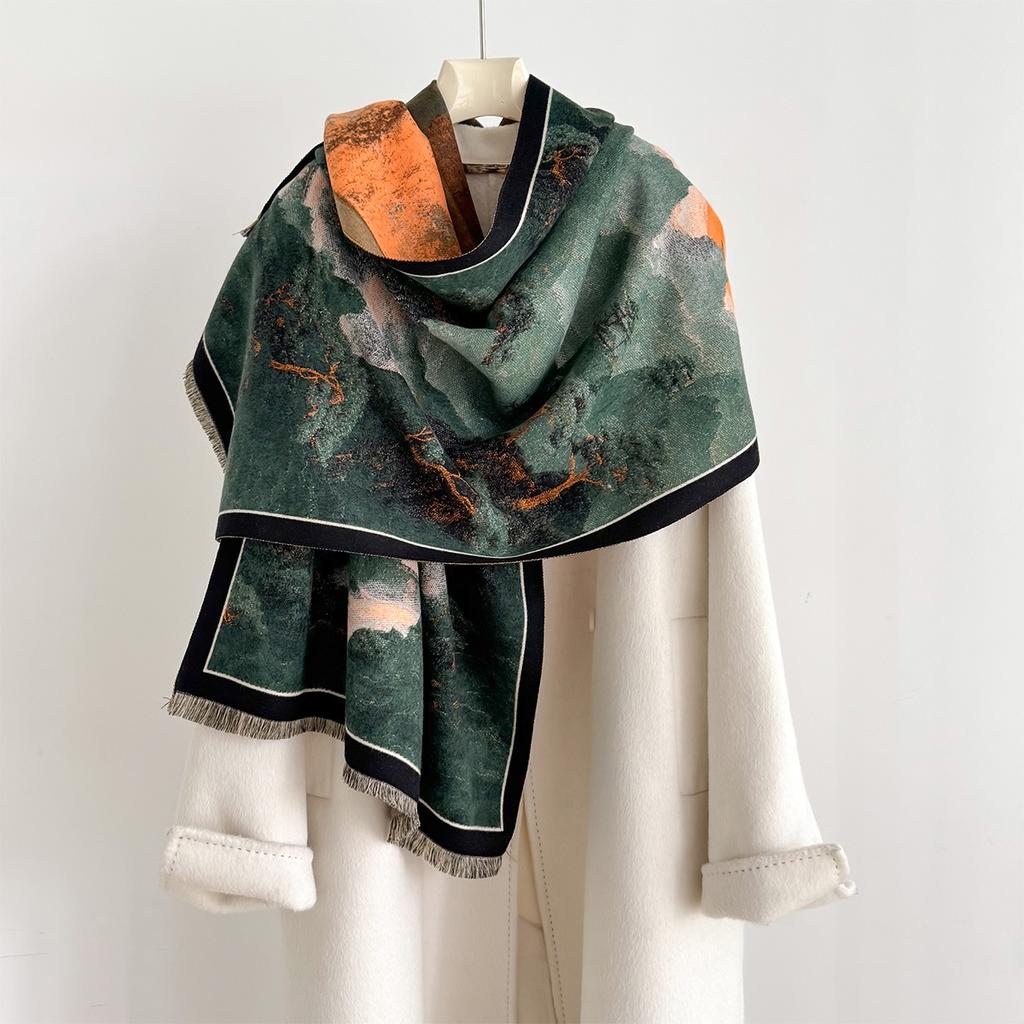 Winter Thickened Warm Shawl Cashmere And Versatile Variety Of Windproof And Cold-Proof Scarf Neck Protection Scarves