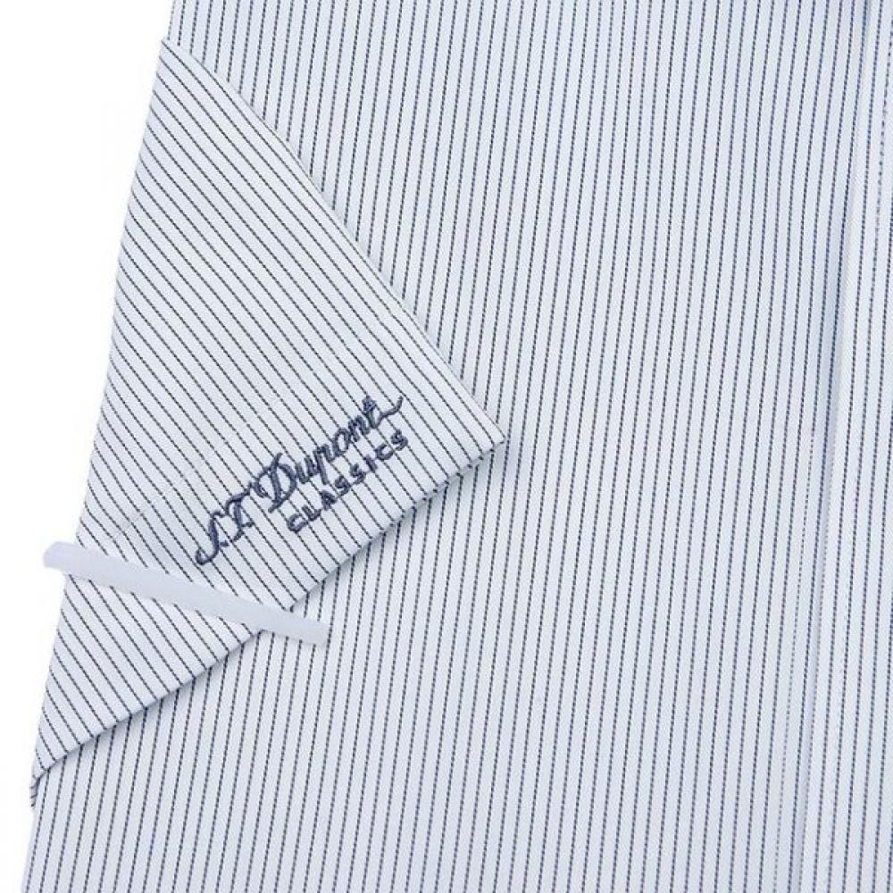 S.T. Dupont Comfortable Stretch Pinstripe Short Sleeve Regular Fit Shirt Se6mm11