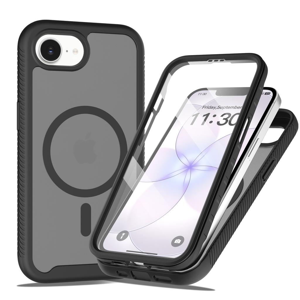 PET Screen Protector Skin Feel Matte Magnetic Phone Case For iPhone 16e 17e TPU Frame Translucent Frosted Acrylic Cover Fundas