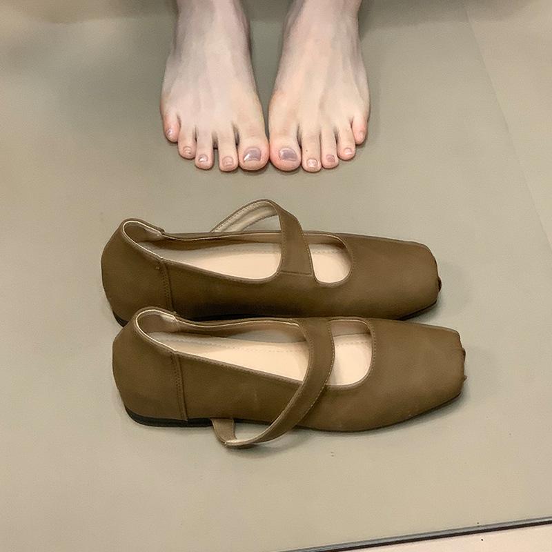 French Square Head with Mary Jane Shoes 2025 Autumn New Retro Inner Height Increase Ballet Light Shoes
