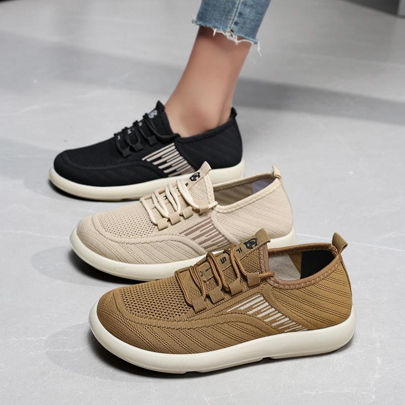 Spring and summer cloth shoes women's flat-bottomed fly-woven casual lightweight breathable single shoes soft-soled non-slip casual shoes