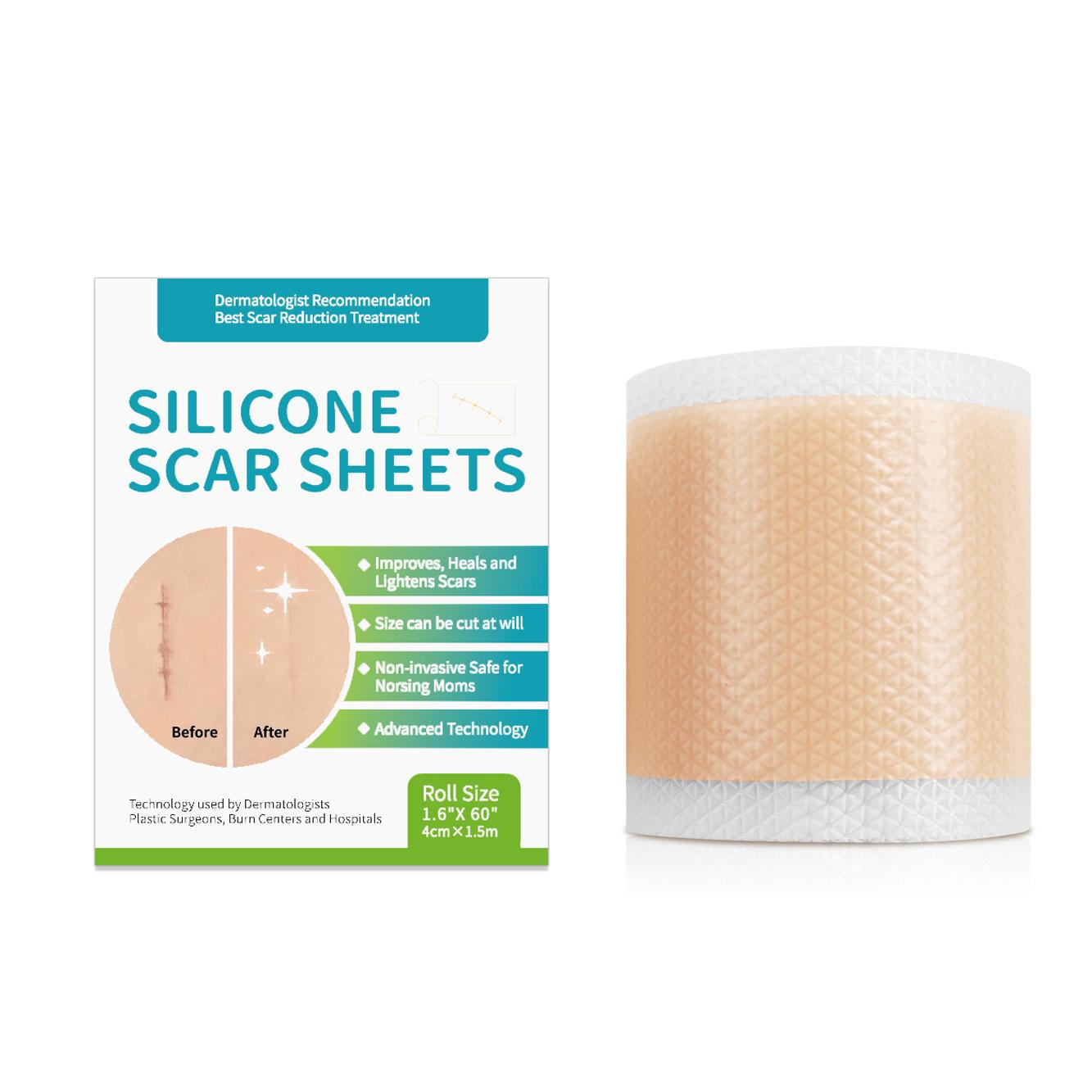 1 Roll = 4cm x 1.5m Silicone Scar Sheets Self-Adhesive Scar Cover Tape Reusable Skin Care Strips