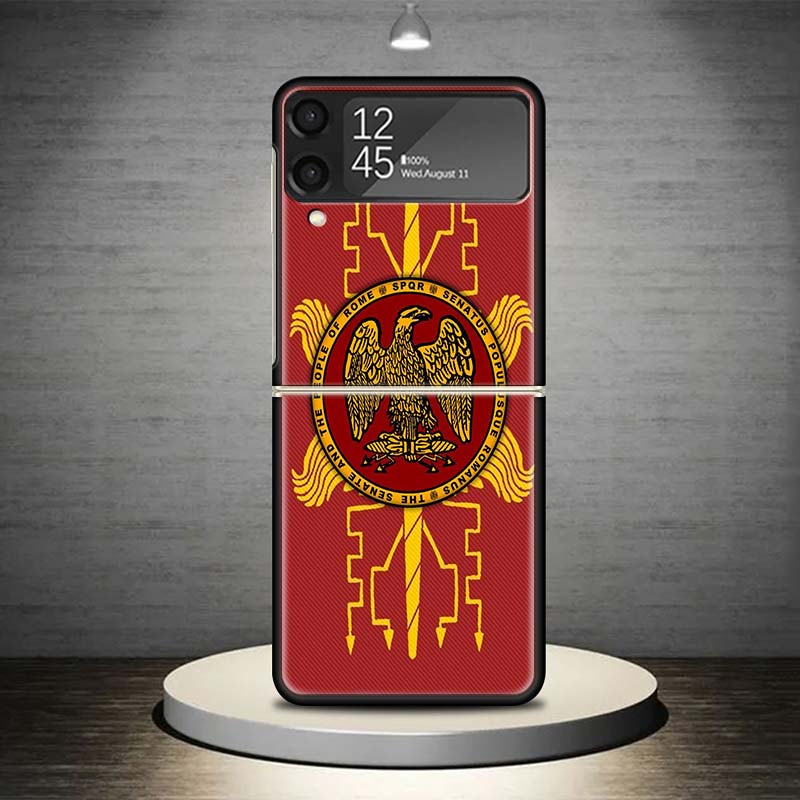 SPQR Roman Imperial Legionv Phone Case For Samsung Galaxy Z Flip 7 6 5 4 3 5G Shockproof Cover Z Flip7 Flip6 ZFlip5 Flip3 Flip4