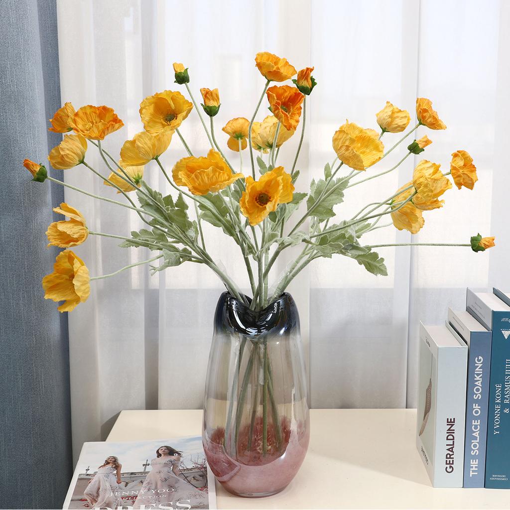 Feel moisturizing flocking poppy simulated flower hotel window setting props atmosphere fake flower