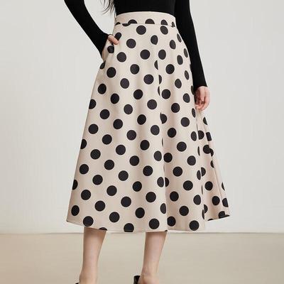 Gejin Lässiger A-Linien-Midiröck mit Polka Dots