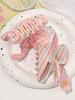 Spring Sweet Pink Spot Flower Bowknot Hair Claw Clip For Women,Butterfly Hairpin Ponytail Stripe Bow Hair Accessories Headwear