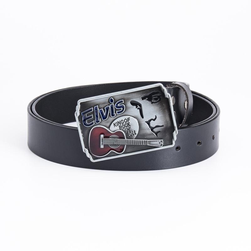 

Ремень в стиле музыканта Элвиса, цельный двухслойный ремень из коровьей кожи 105cm