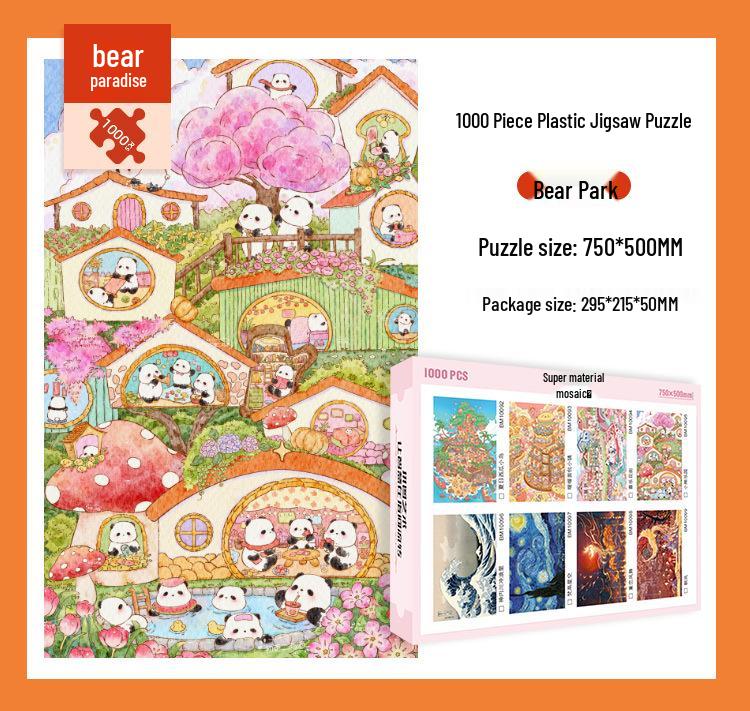 1000-Piece Challenging Plastic Puzzle for Adults – World Famous Paintings Edition with Original Illustrations for Relaxation