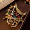 Vintage Fairy Tale Gemstone Cart Brooch – Colorful Jewelry for Fashion Accessories