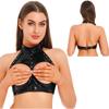 Womens Open Cup Underwired Bra Crop Top Backless Vest Wet Look Patent Leather Camisole Tops Clubwear