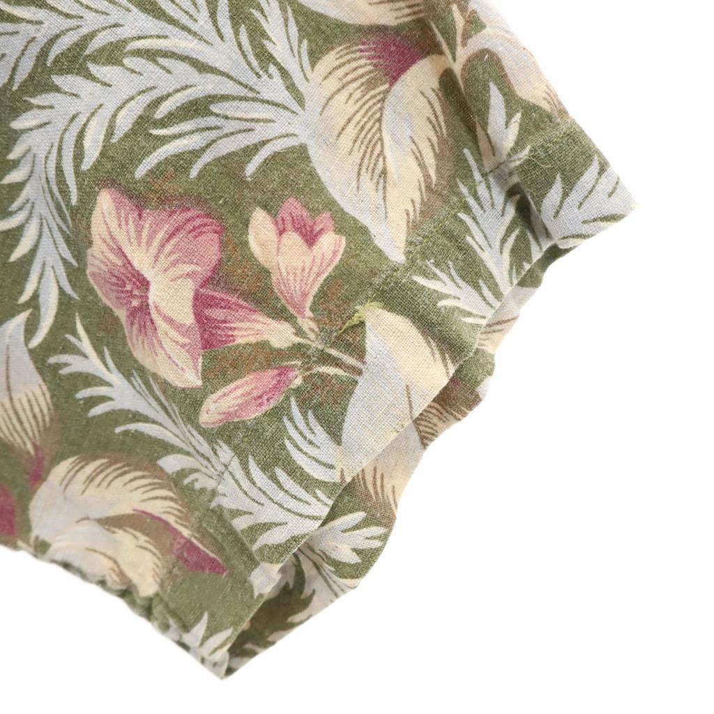 American Eagle Outfitters 90s Linen Blend Old Floral Five-quarter Sleeve Open Collar Shirt Men's Used