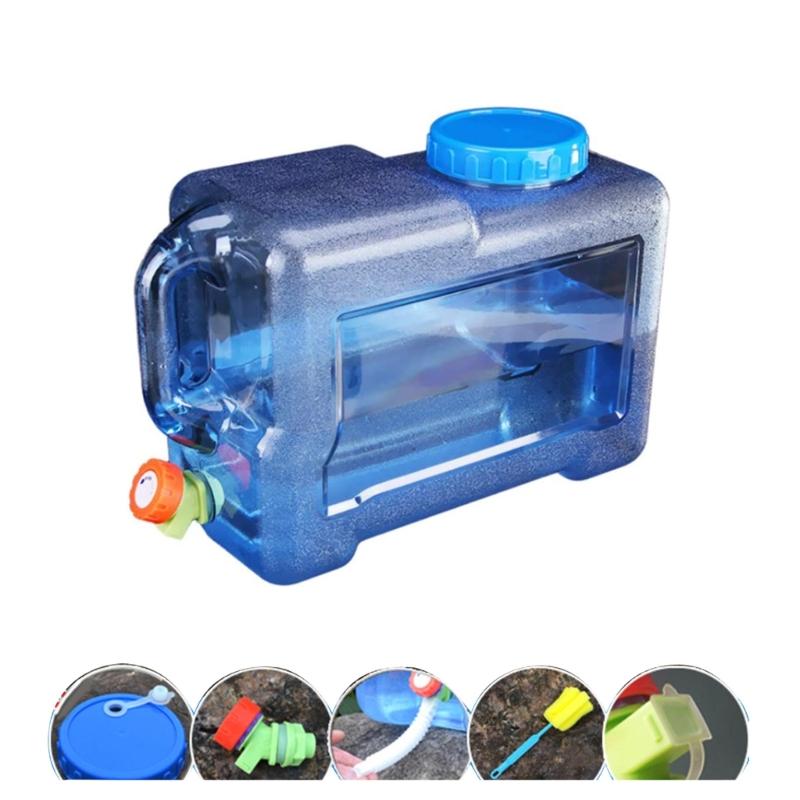 5/8/10/12/15L Clear Plastic Water Container Tanks with Tap Outdoor Water Bucket Camping Water Carrier Portable Bucket