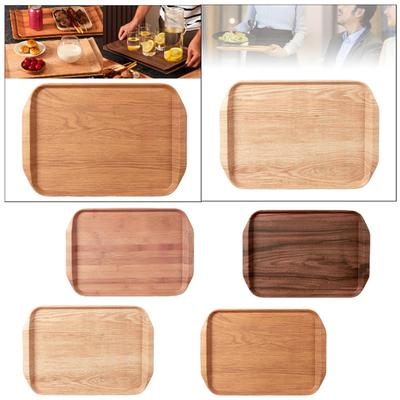 Rectangular Serving Tray for Picnics and Camping with Wood Grain