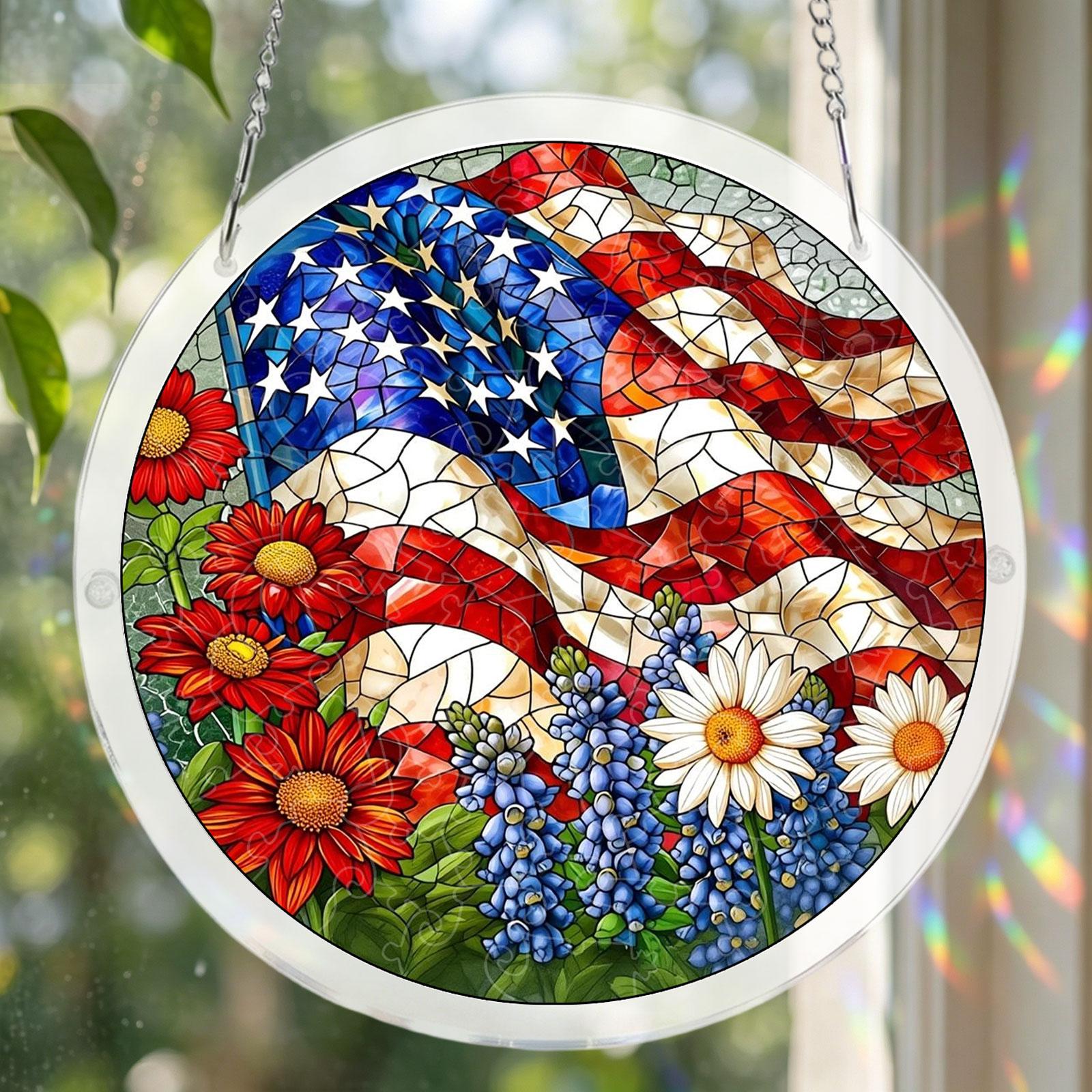 Acrylic Flat Surface Puzzle Sun Catcher Hanging Ornament with Geometric Pattern for Window or Indoor Display