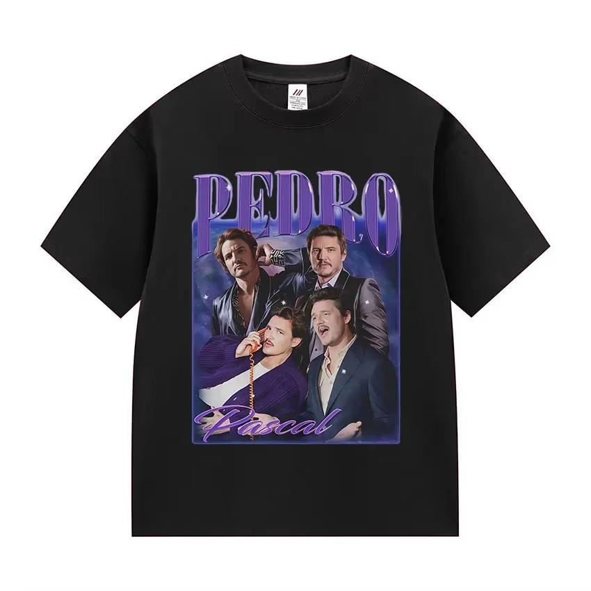 Camiseta Feminina Estampa de Filme Pedro Pascal Retro Alta Qualidade Roupa da Moda Adequada para Homens e Mulheres Roupas Vintage