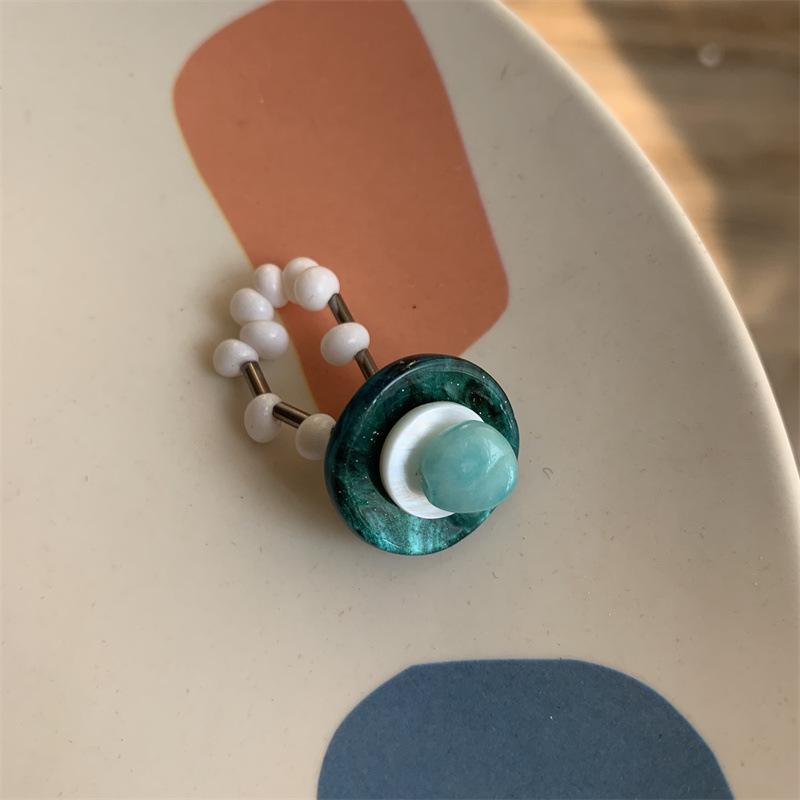 Multi-Element ~ Retro Beaded Ring Women's Trend Index Finger Ring Elastic Folded Ring Casual Jewelry Accessories