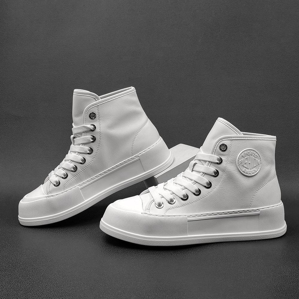 Leather Thick Baseplate Shoes Men'S Versatile Shoes European Station Men'S Shoes Men'S White Shoes High-End Light Luxury High-Tide Shoes
