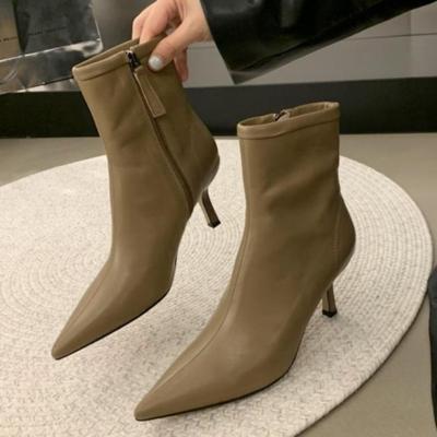 Zimní vysoké podpatky Špičatá špička Dámské krátké boty Designové elegantní boty 2025 Móda Nové Chelsea kotníkové boty Elegantní lodičky Zapatos