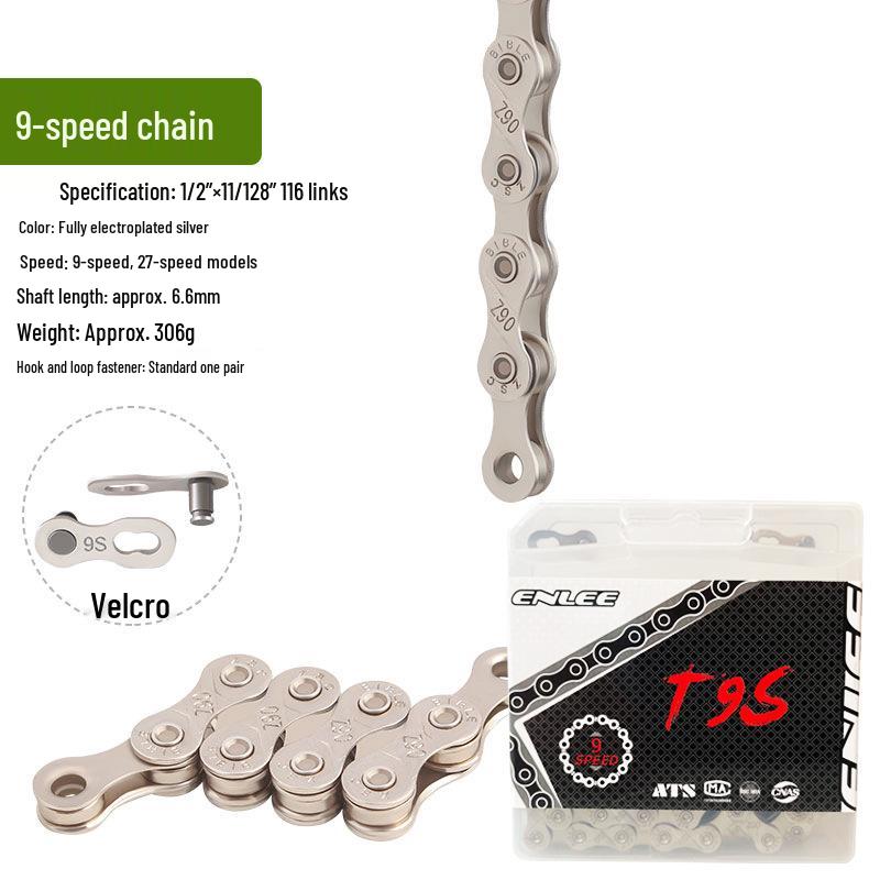 ENLEE Rustproof Electroplated Chain with Magic Buckle for 8-12 Speed Mountain & Road Bikes