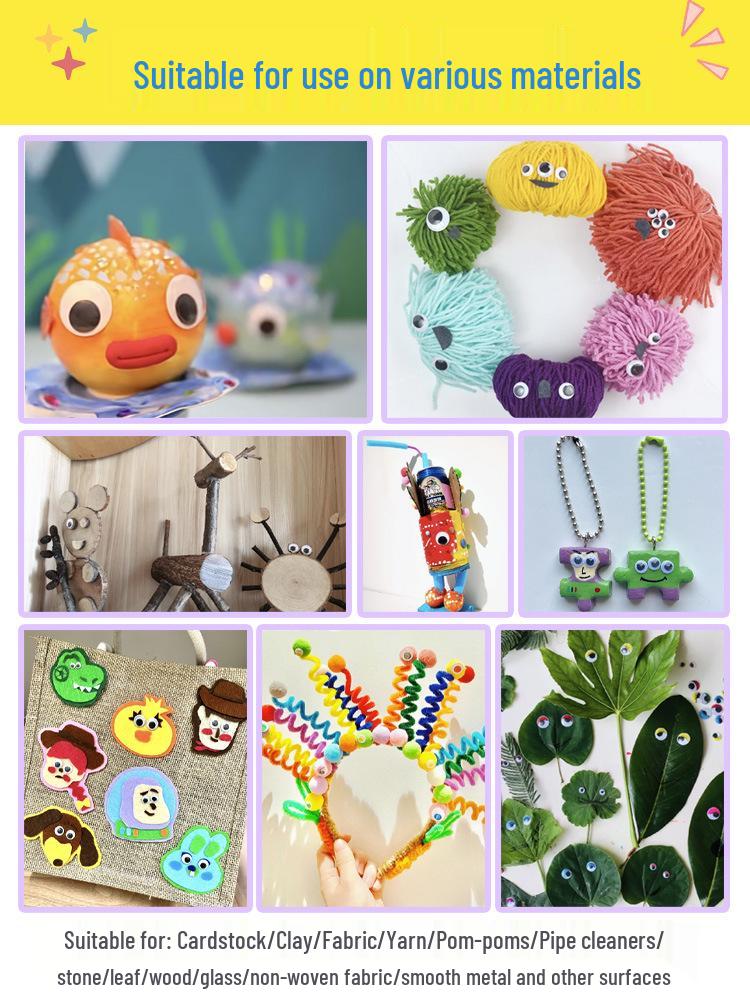 Kids' DIY Colored Eye Stickers for Crafting: Animal-Themed Black and White Eyeballs