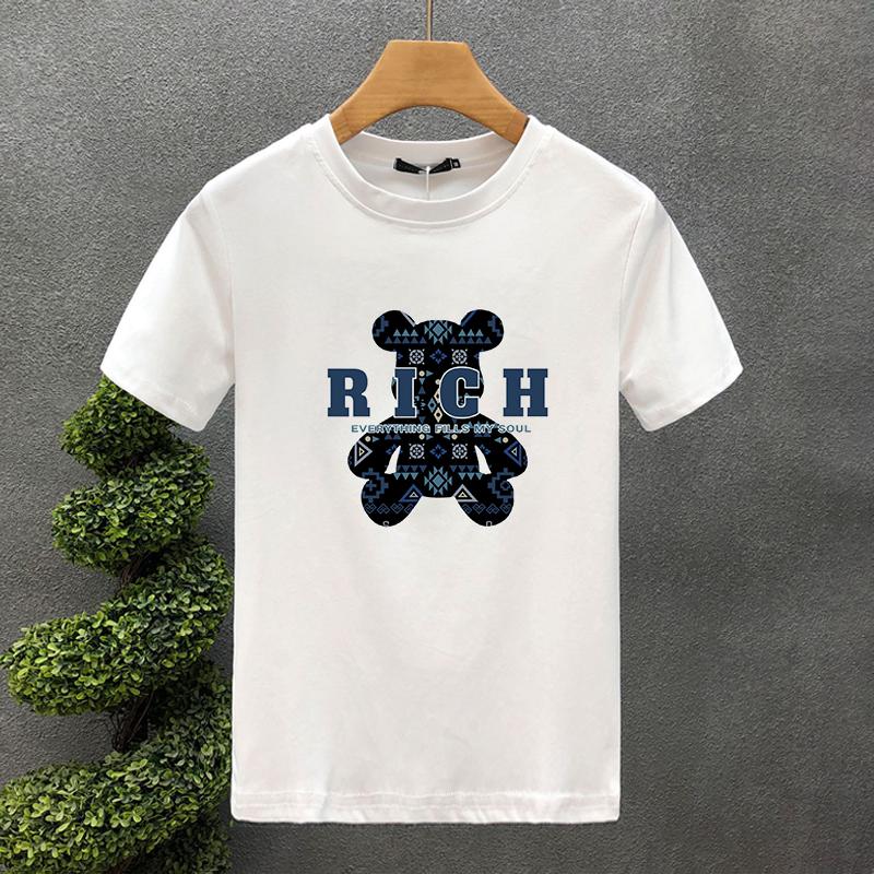 Luxury Rich Bear 100% Cotton High Quality Printing Couple Tees Summer Harajuku For Men/Women Short Sleeve T-shirt Asian Size