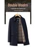 Men's Double-sided Mid-length Wool Coat with Lapel and Casual Down Liner