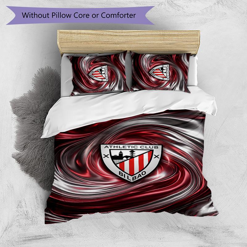 Athletic Bilbao Football Printed 3 Pieces Bedding Set, Comfortable Skin Friendly Bedroom Duvet Cover Set